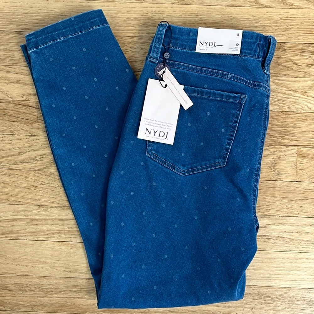 NYDJ Ami Lift & Tuck Skinny Ankle Crop Jeans Polka Dot Size 8 NWT
